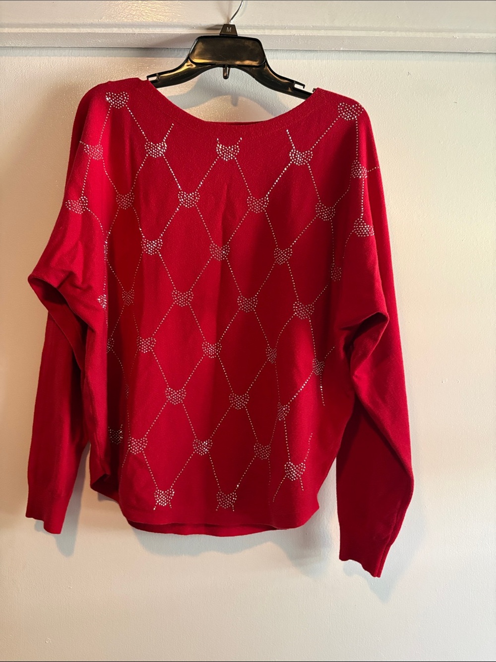 VILA Red Rhinestone Knit Sweater